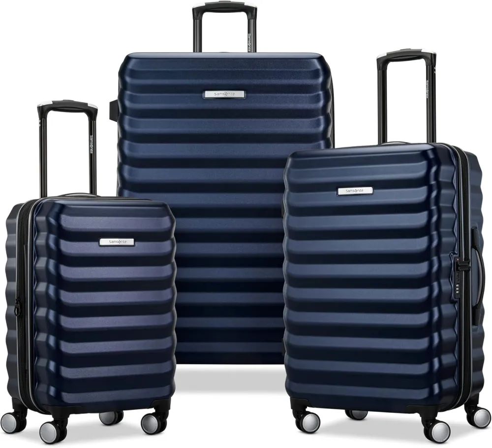Samsonite Hard-Sided 28-Inch Lightweight Checked Large Expandable Element Suitcase: Durable, 360° Spinner Wheels, Adjustable Telescopic Handle, TSA-Approved Lock - Alpine Black