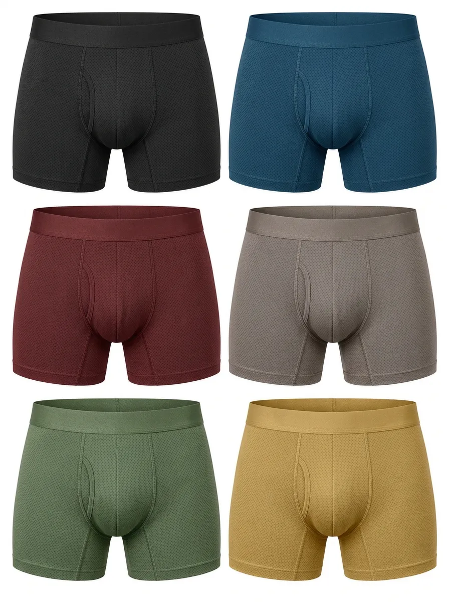 Smooth Smooth Cotton Boxer Briefs with Solid Color Design for Men — Multipack