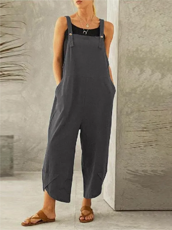 Clean Button Up Spaghetti Strap Jumpsuit Accessory