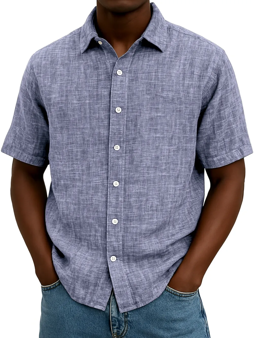 Easy Fit Linen Blend Button Front Shirt