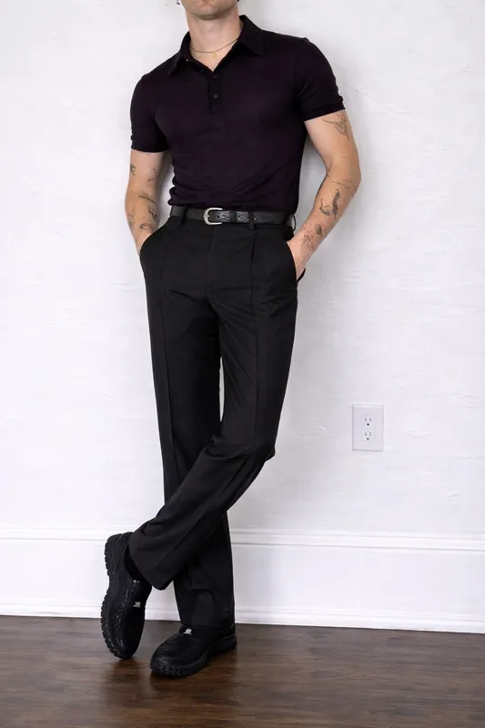 Straight Pin-Tuck Trousers