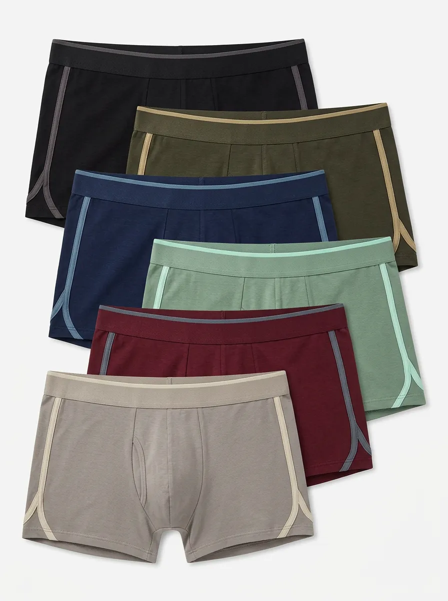 Men's Mid-Rise Contrast Side-Seam Boxer Briefs Set