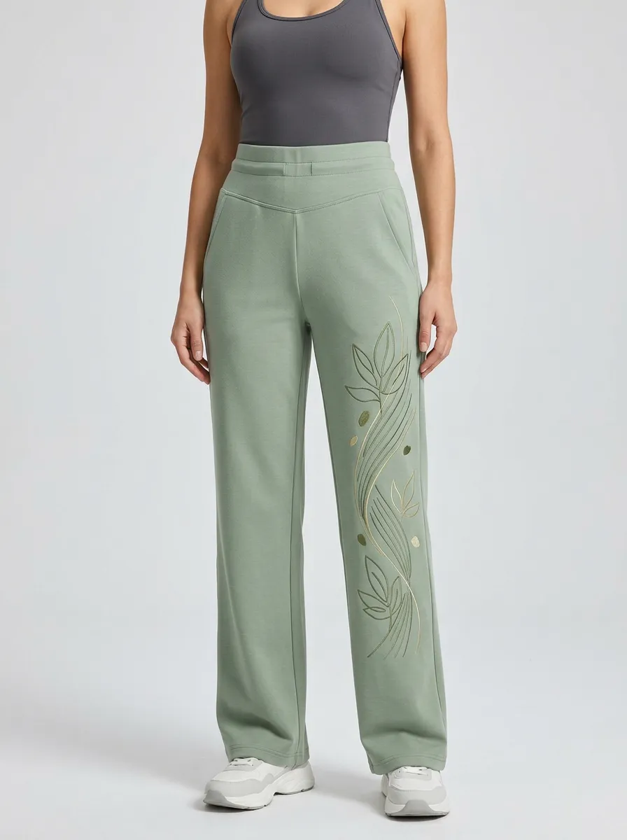 Women's Botanical Leaf Line Art Graphic Sweatpants