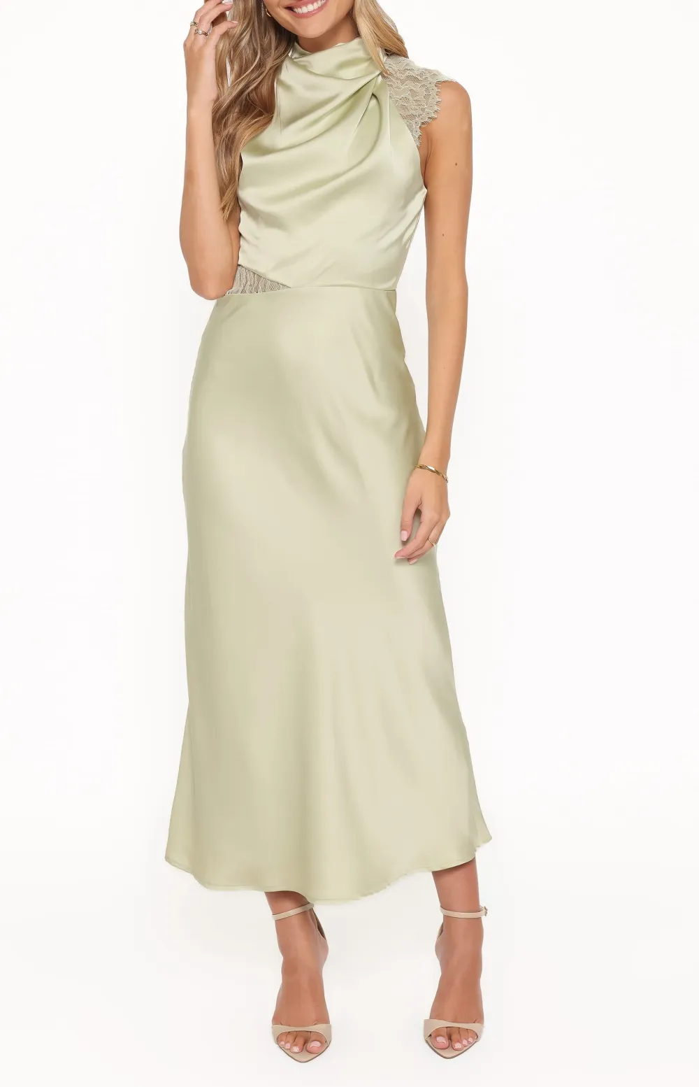 Satin Round Neck Maxi Dress