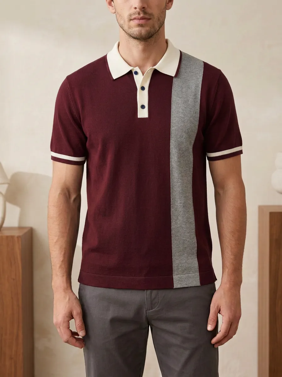 Men's Modern Everyday Vertical Stripe Polo Shirt
