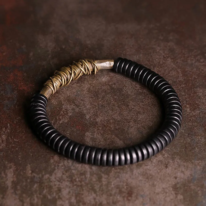 Natural Ebony Wood Copper Bracelet