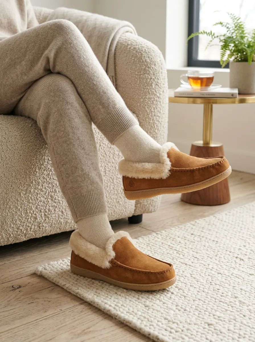 Everyday Suede Look Faux Fur Lined Outdoor Look Unisex Warm Wool Shoes