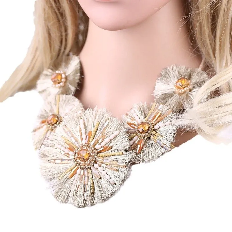 Crystal Fringe Necklace With Circles