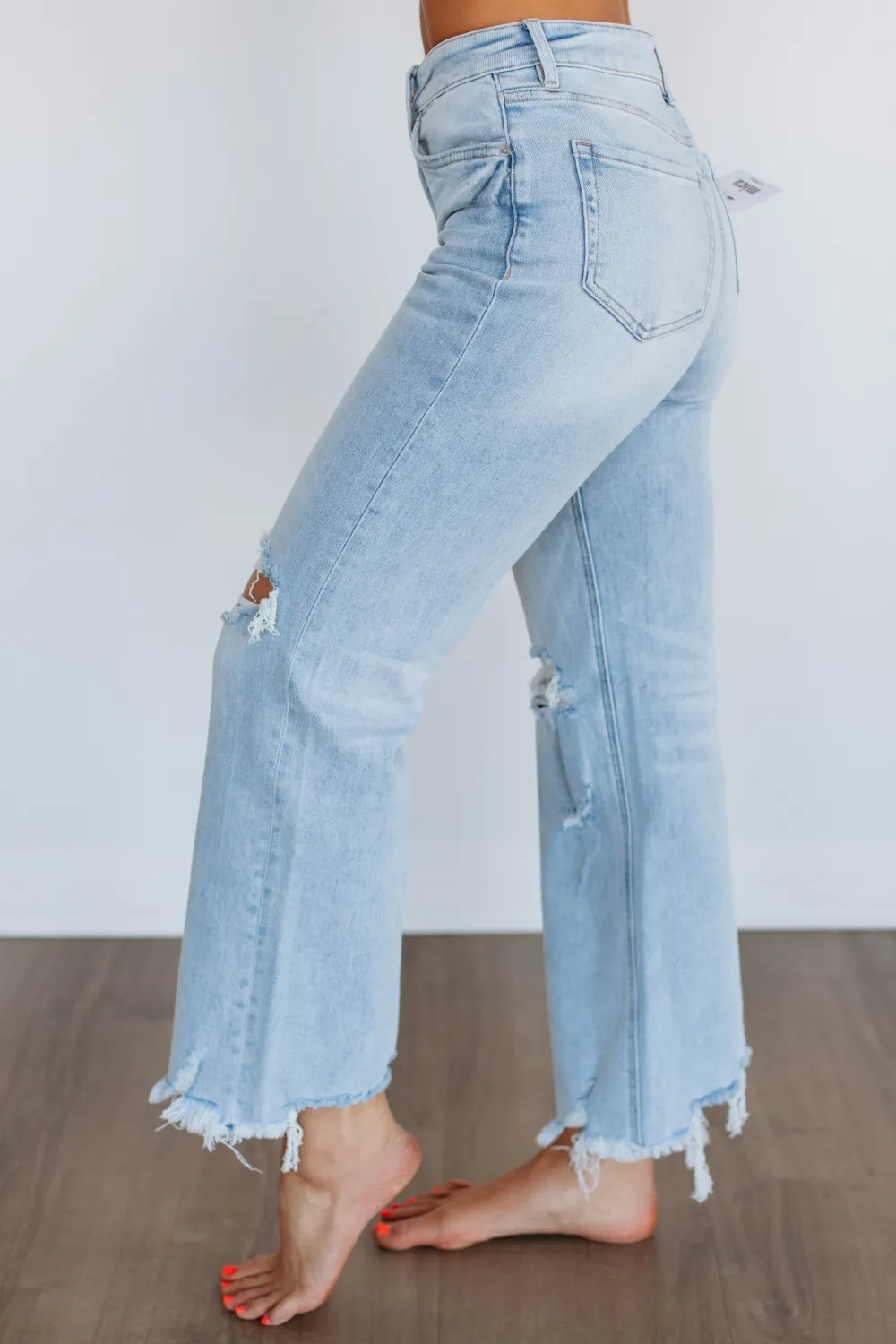 Women's High Rise Raw Hem Distressed Jeans
