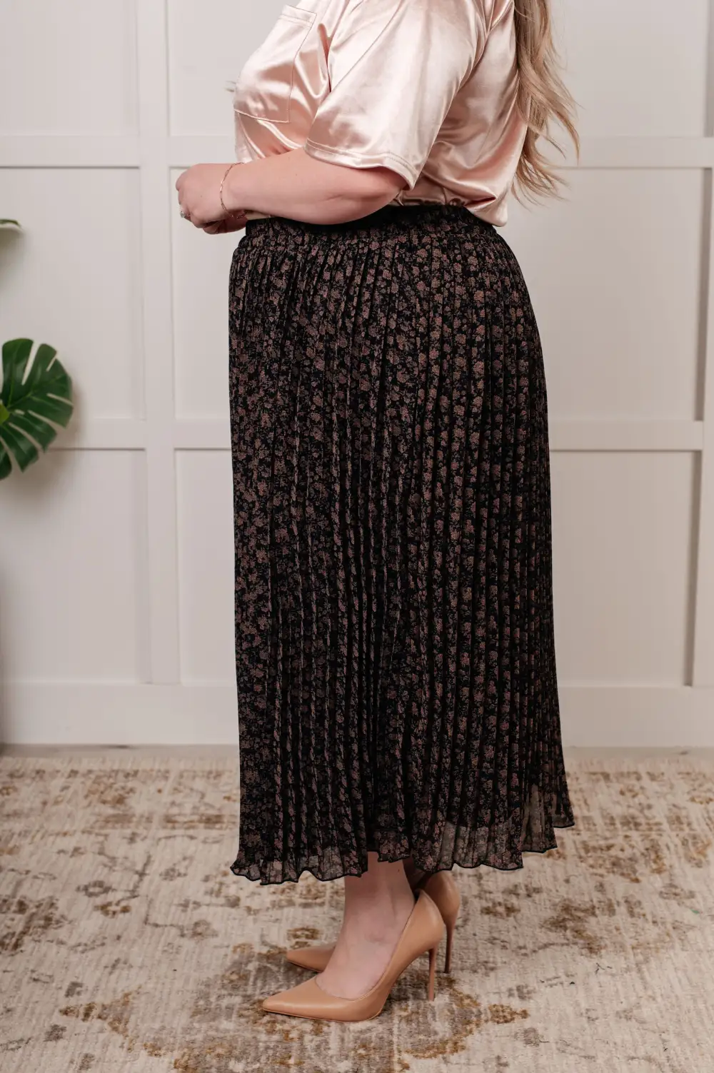 Pleated Floral Skirt