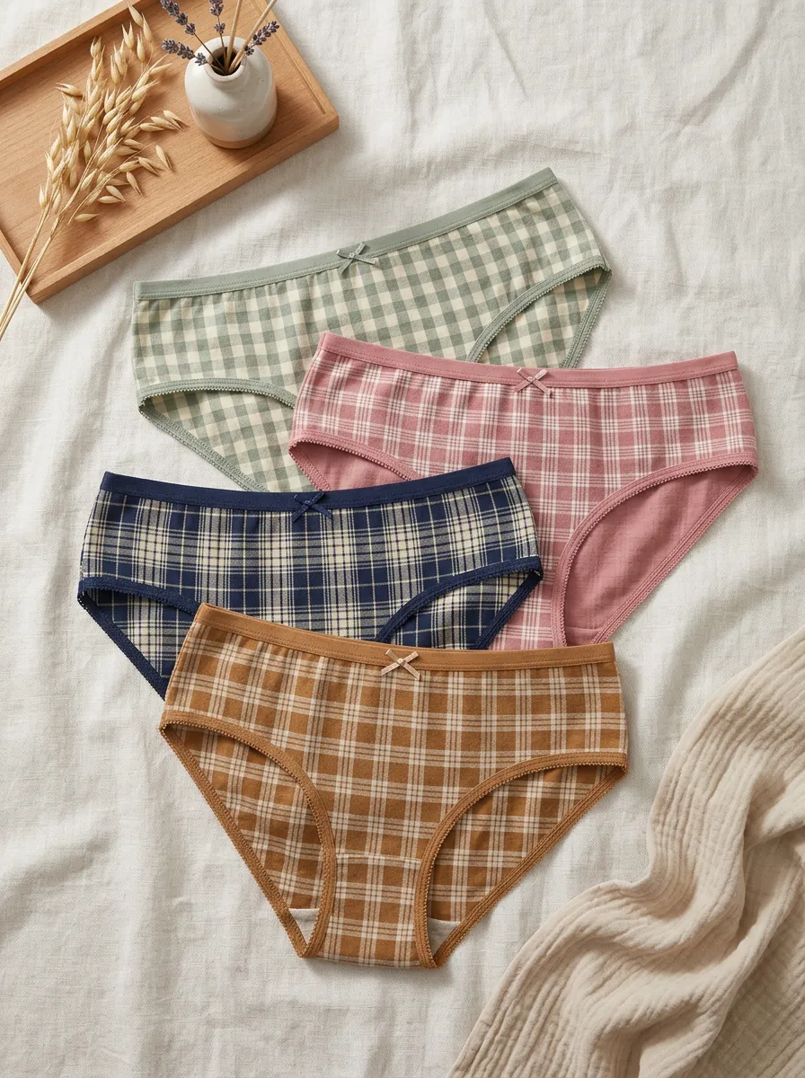 Women's Plaid Printed 4-Pack Panty Set