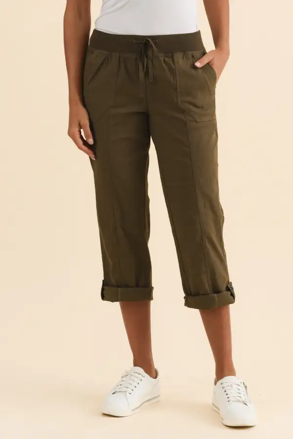 Mid Rise Drawstring Cargo Pants
