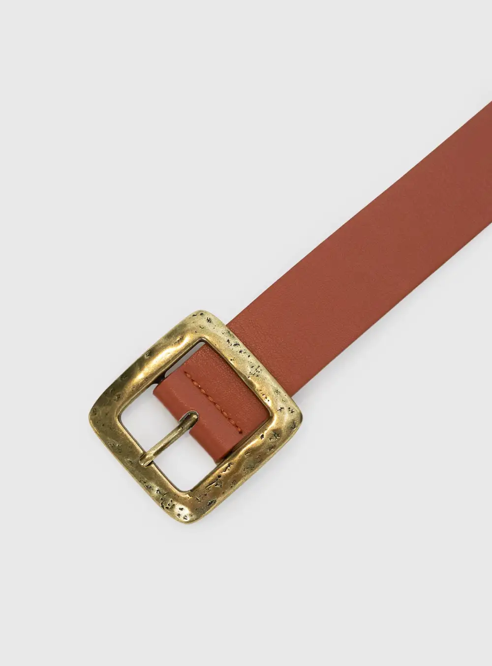 Elevated Buckle Faux Leather Belt