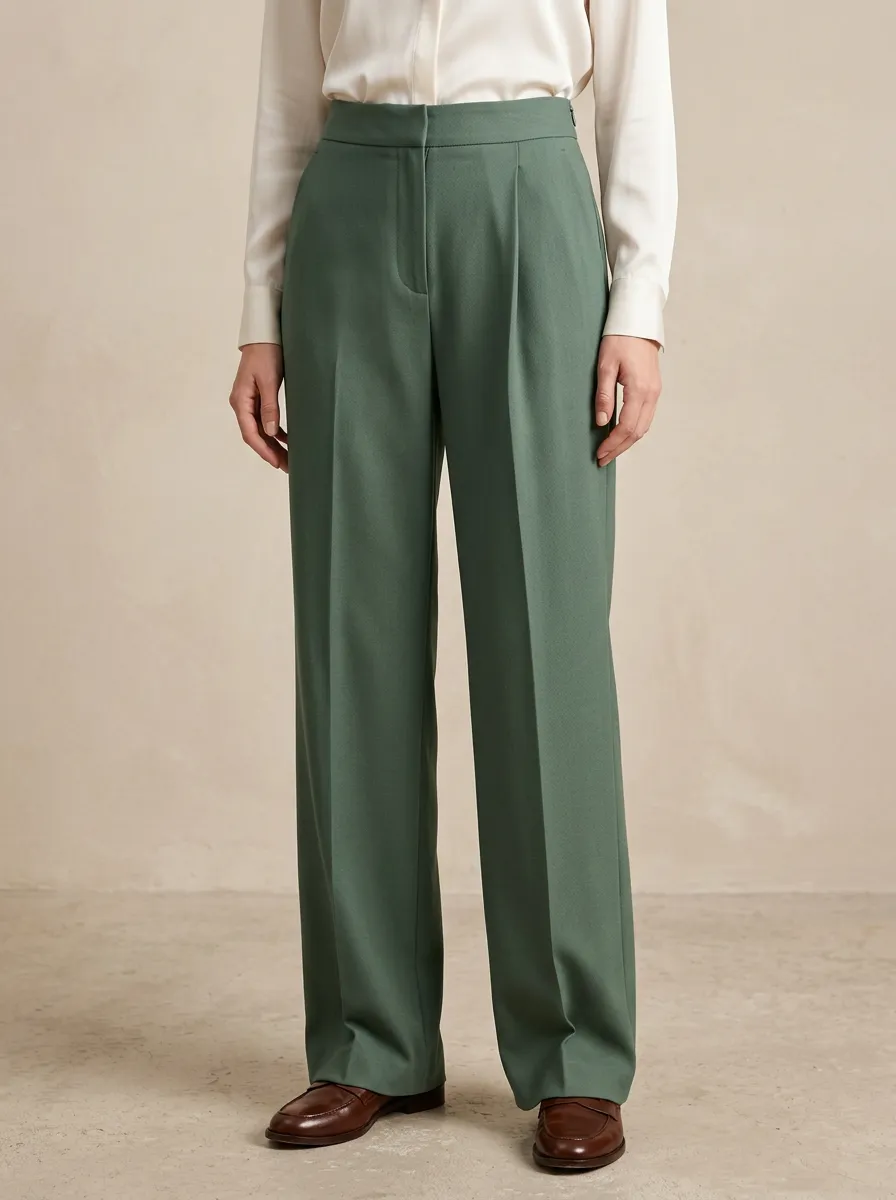 Everyday Weekend Pleated High Rise Wide Leg Trousers