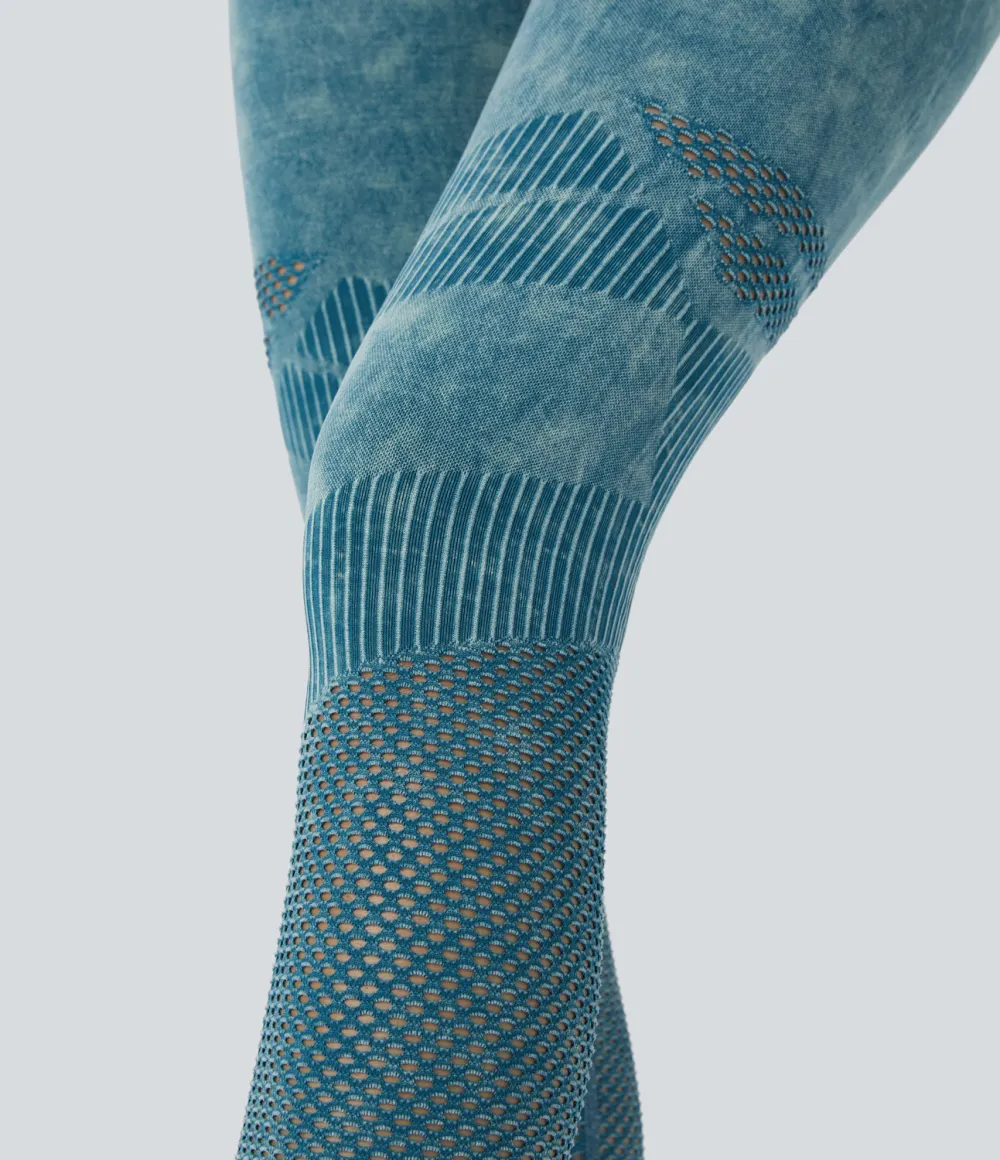Seamless Flow High Waisted Cut Out Washed Yoga 7/8 Leggings
