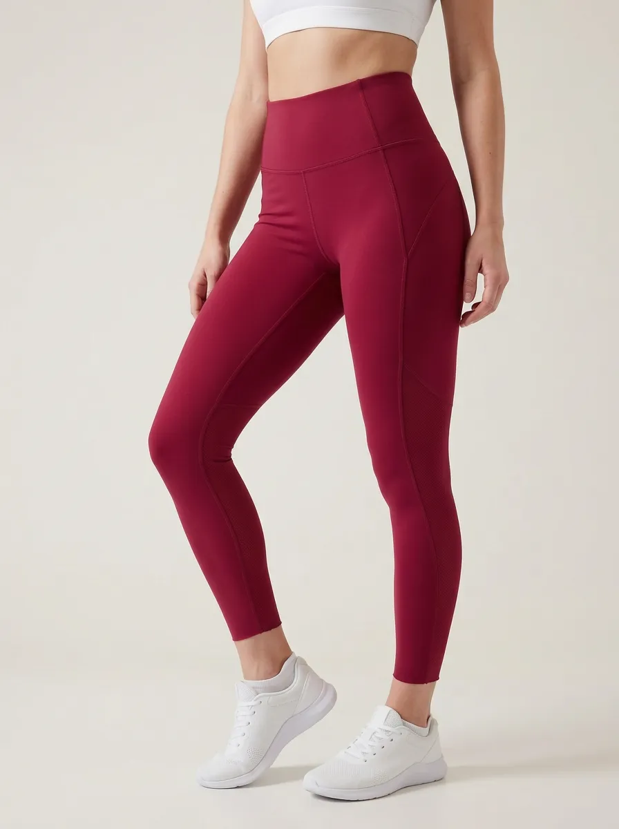 Mesh Detail Textured High Waist Leggings