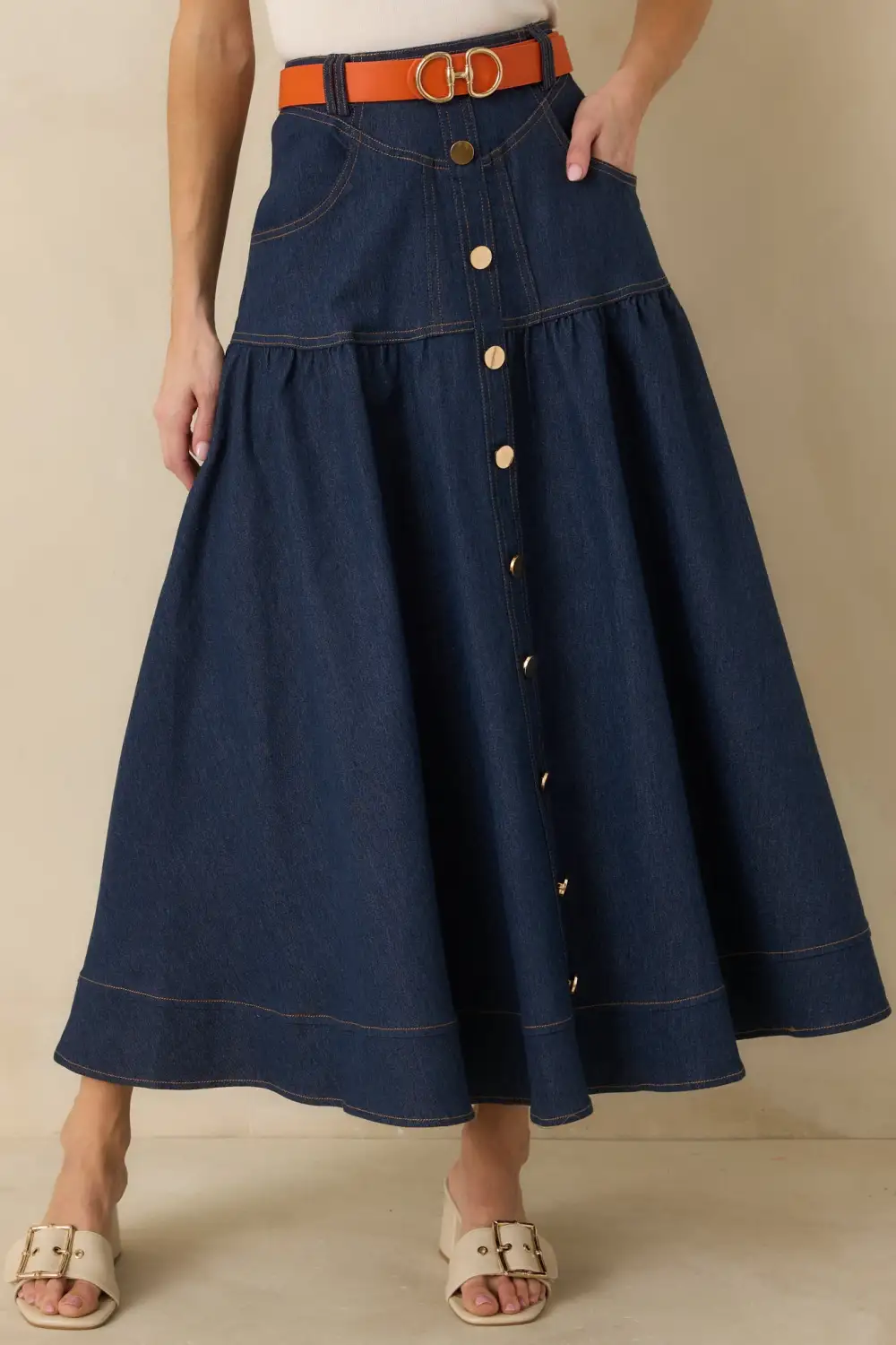 Relaxed Cotton Polyester Maxi Skirt