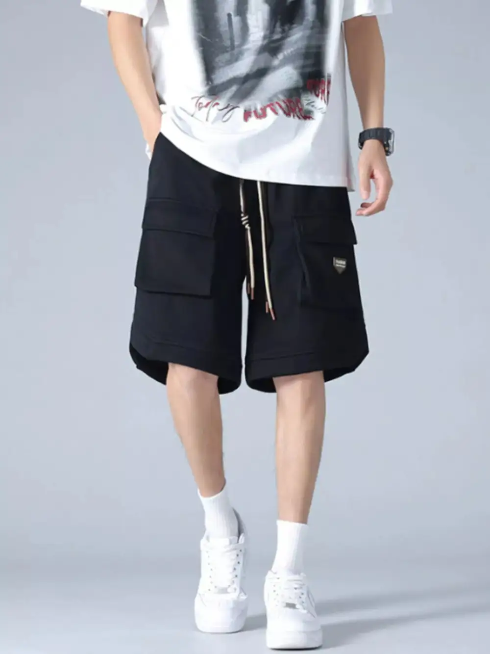 Casual Cargo Shorts with Drawstring