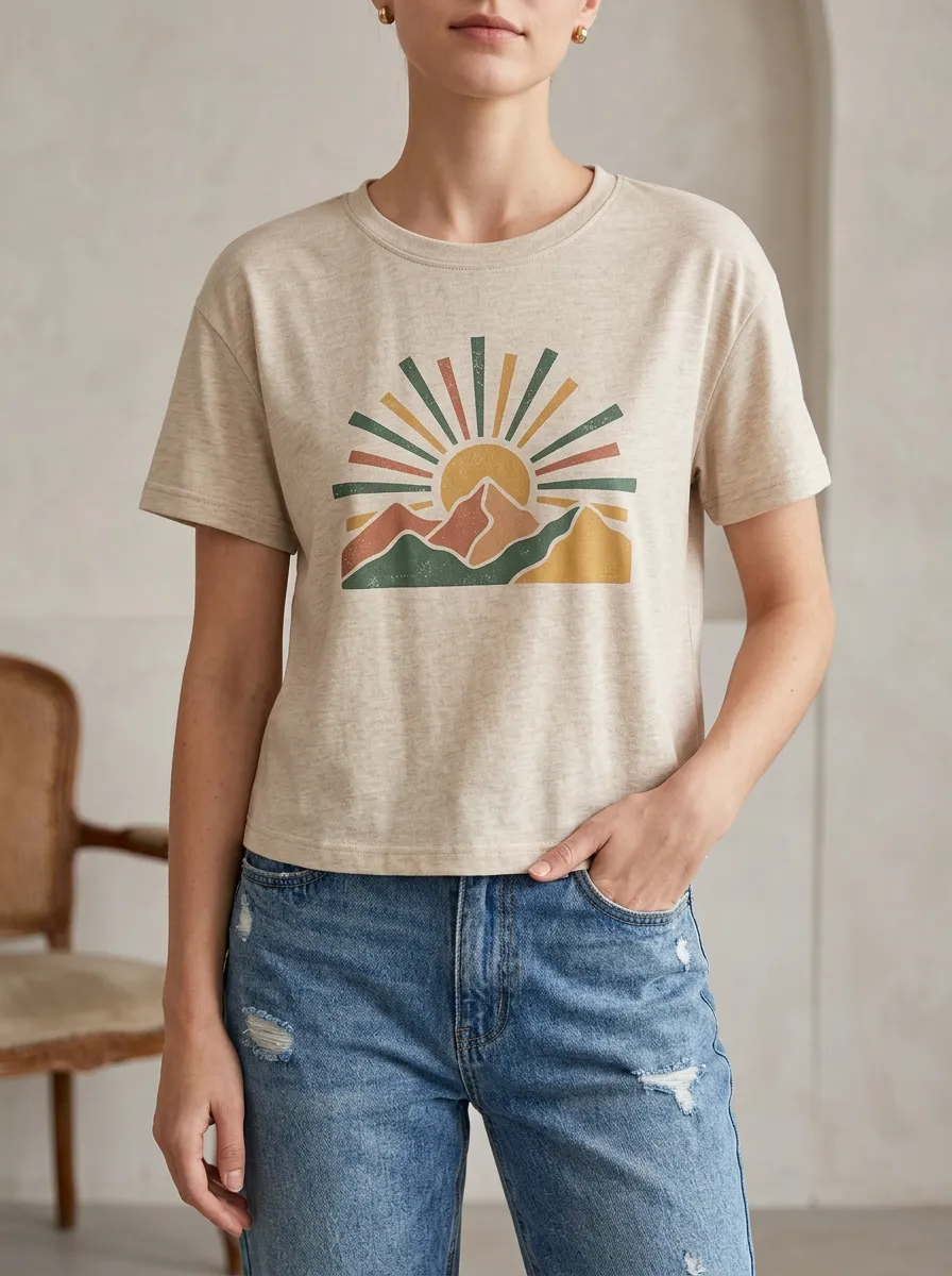 Graphic Ribbed Casual Tee