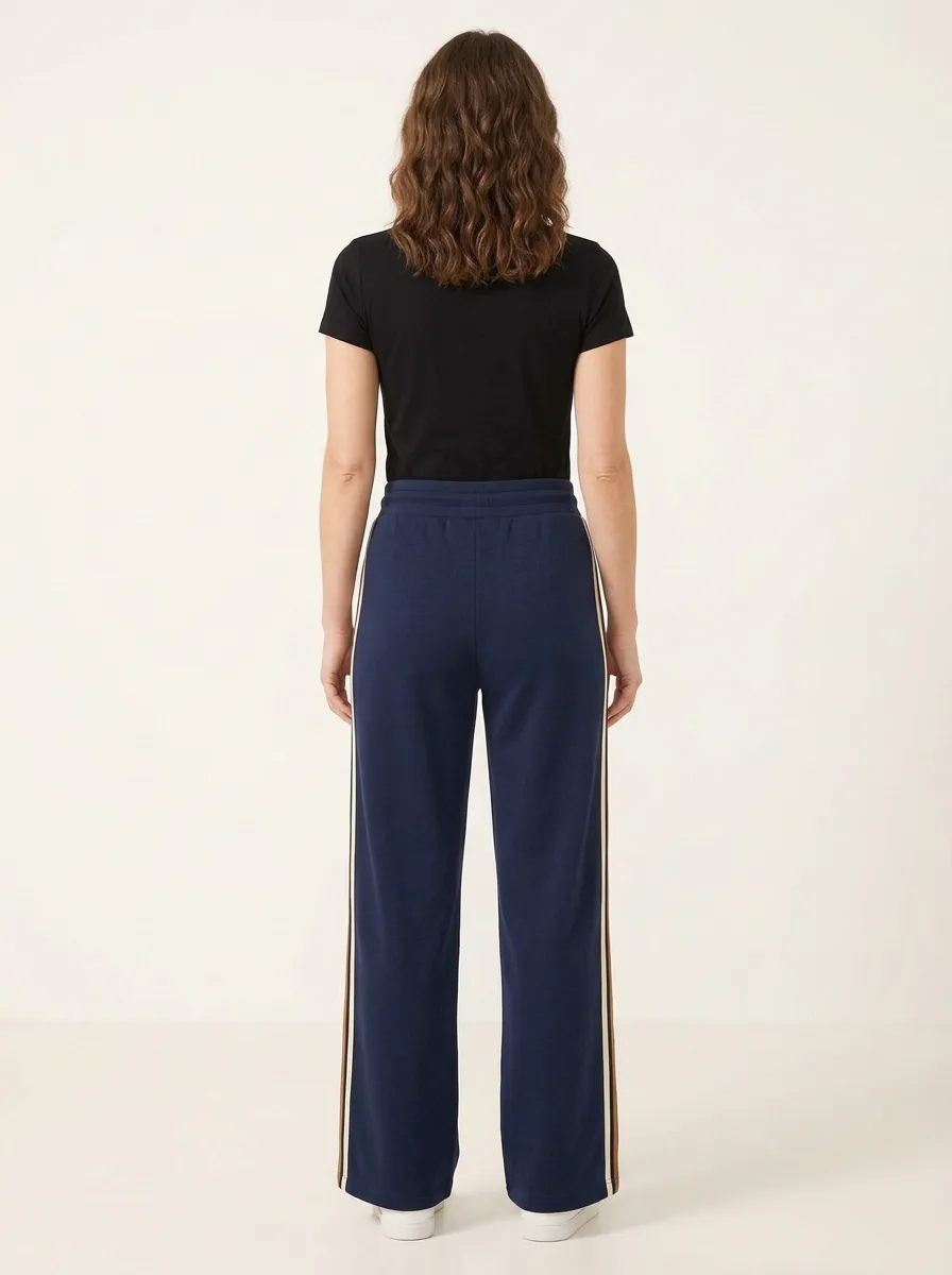 Women's Mid-Rise Drawstring Side-Pocket Wide-Leg Jogger Pants