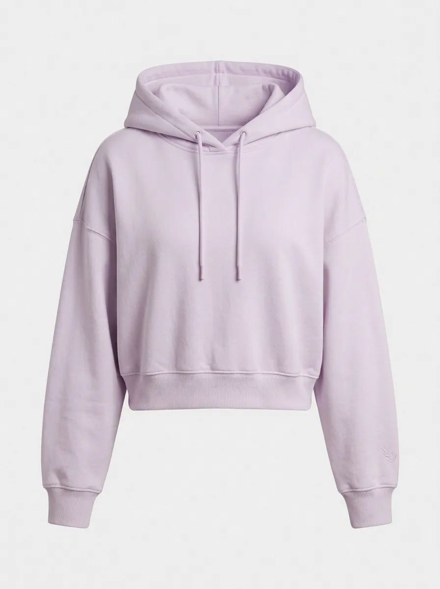 Women's Minimalist Solid Cream Plain Cropped Hoodie