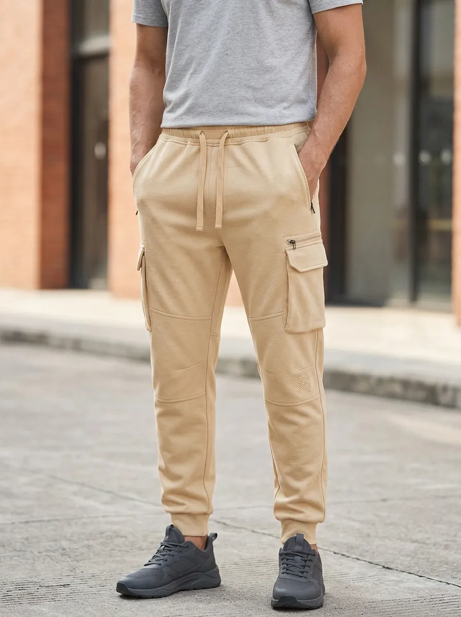 Contemporary Graphic Print Casual Look Men's Cargo Jogger Pants
