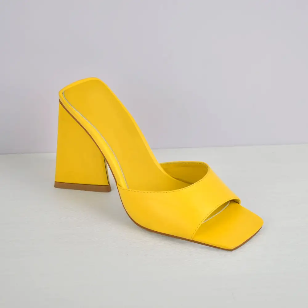 Square Toe Chunky Heel Mule Sandals