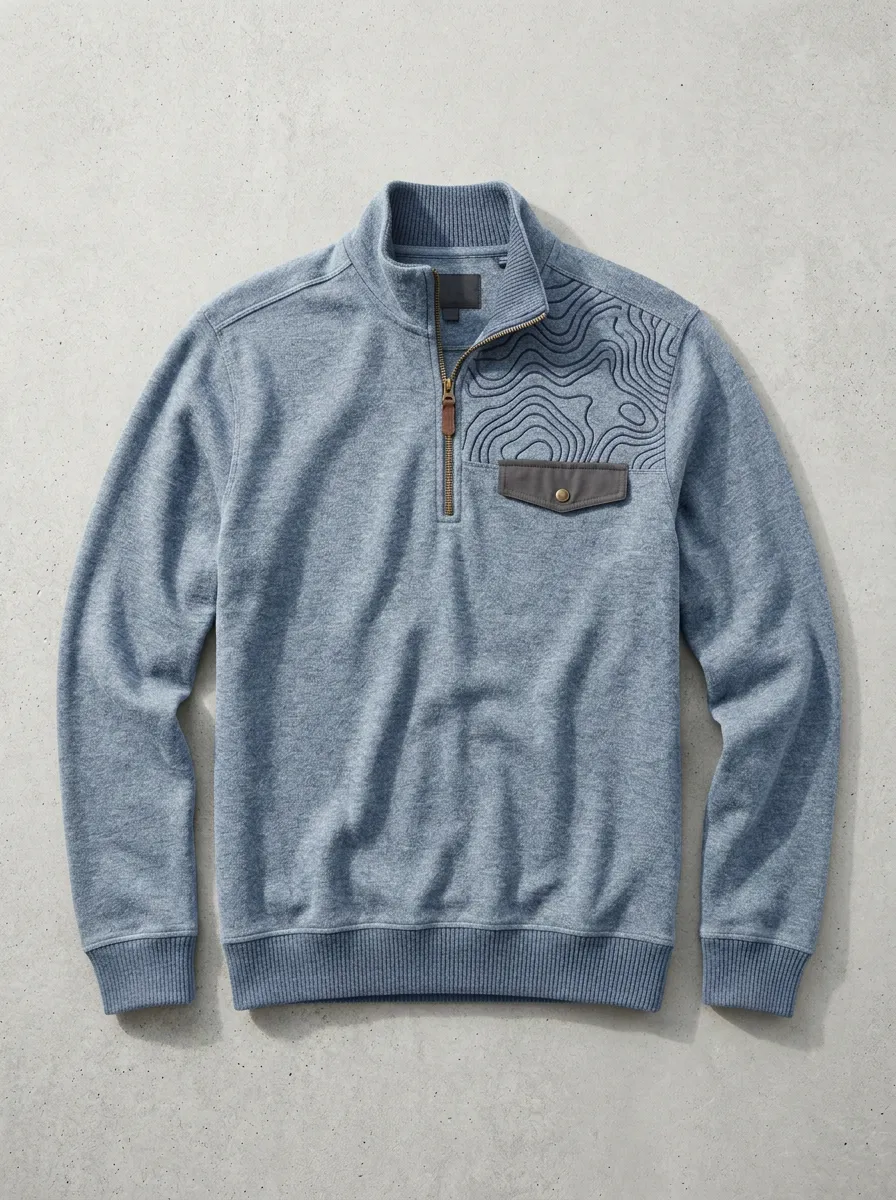 Patterned Half-Zip Topographic Men's Half-Zip Sweatshirt