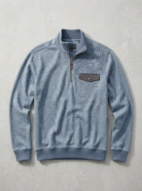 Patterned Half-Zip Topographic Men's Half-Zip Sweatshirt