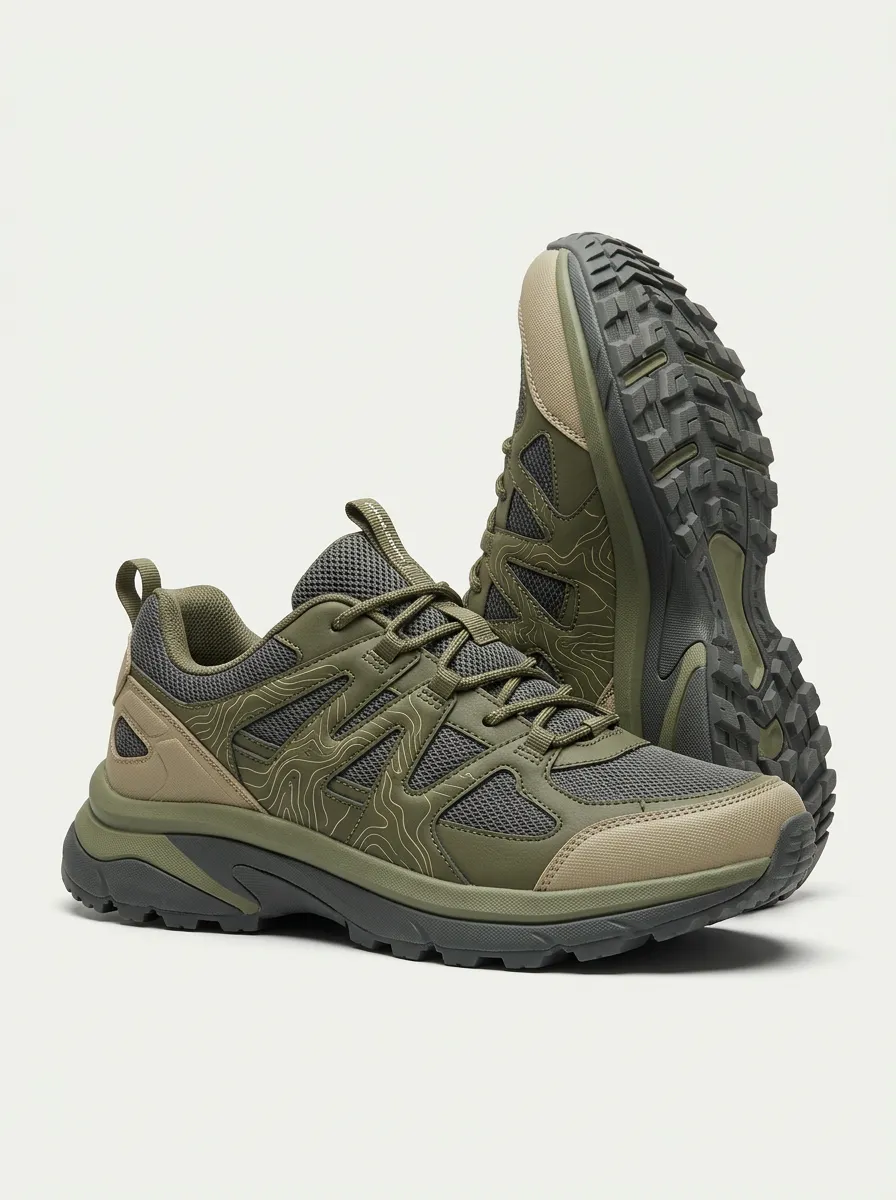 Casual Layout Hiking-Inspired Topographic Casual Sneakers