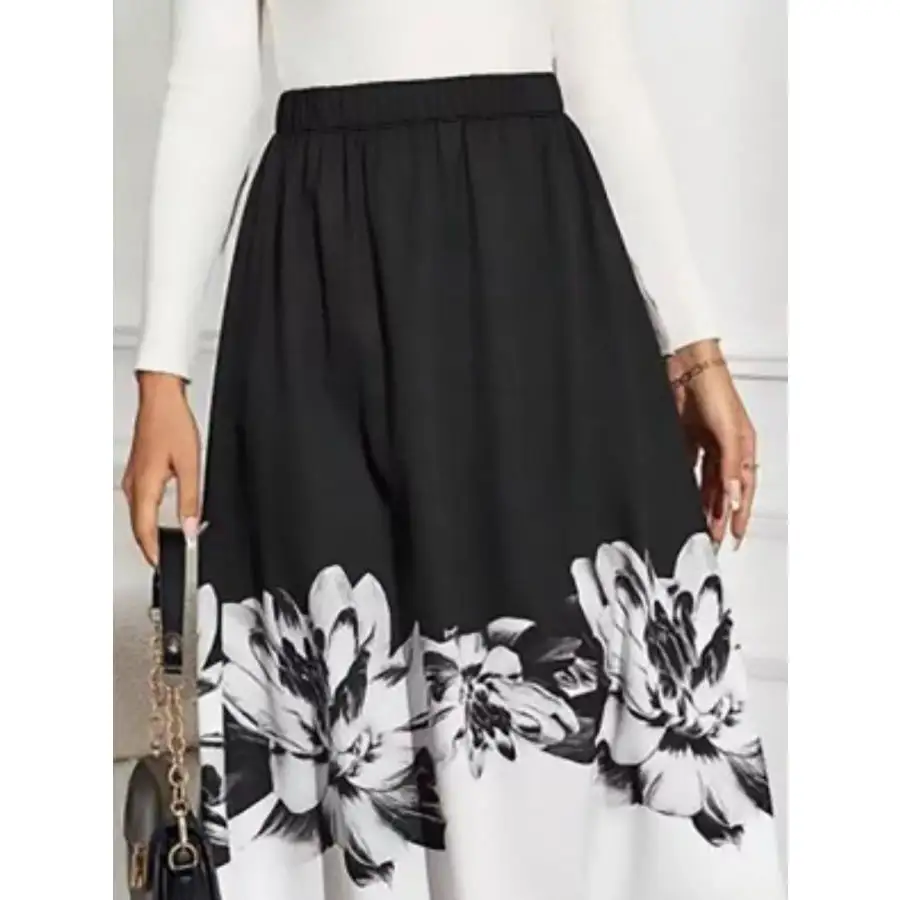 Print A-line Midi Skirt