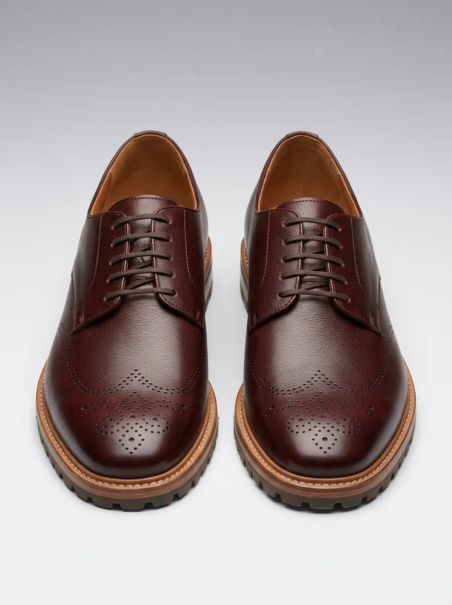 Men's Classic Brown Brogue Leather Oxford Shoes
