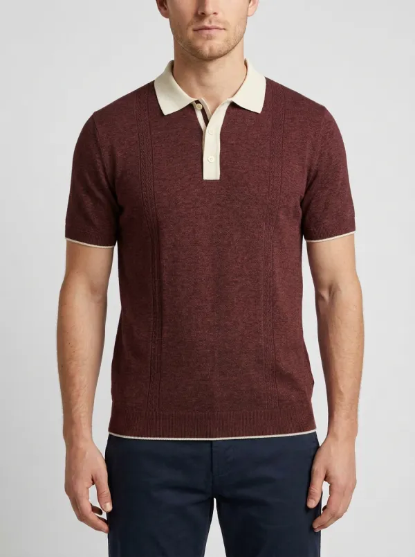 Men's Classic Everyday Cable Knit Polo Shirt