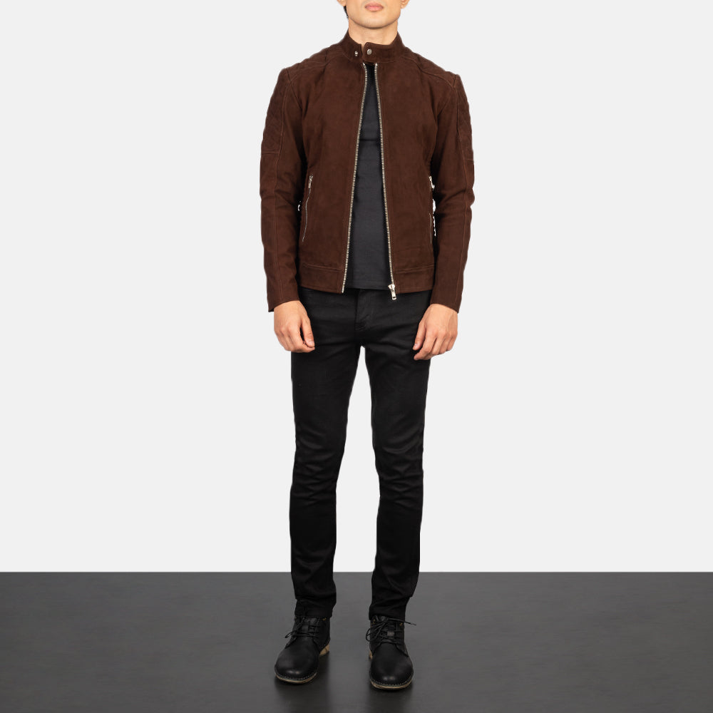 Men's Classic Biker Suede Quilted Jacket