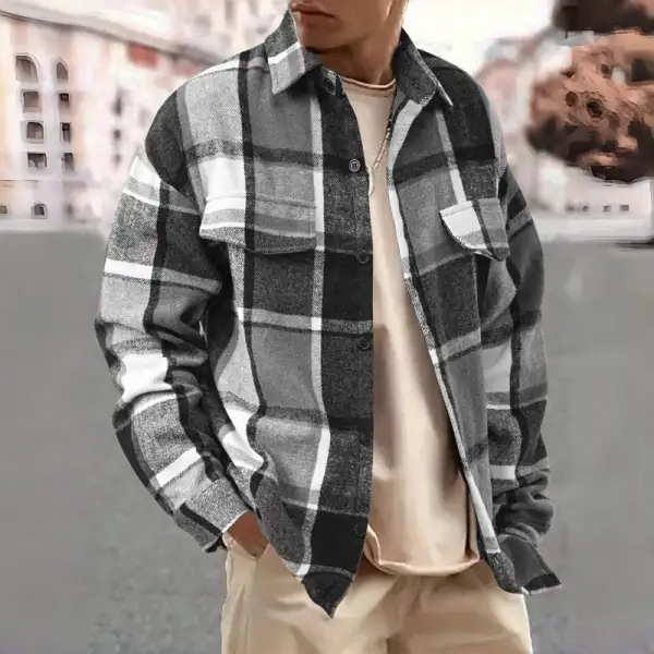 Classic Vintage Flannel Plaid Long Sleeve Shirt