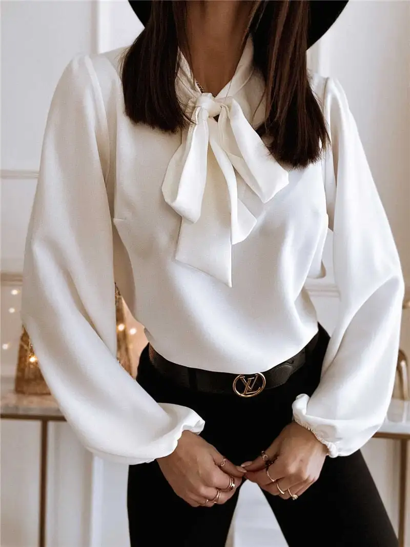 Bow Tie Blouse  Long Sleeve Top