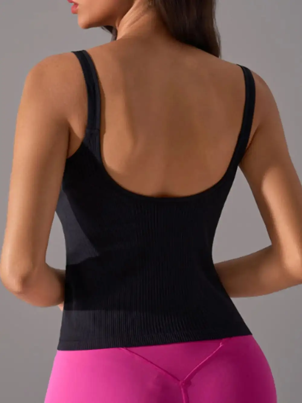 Refined Scoop-Neck Removable-Pad  Tank Top