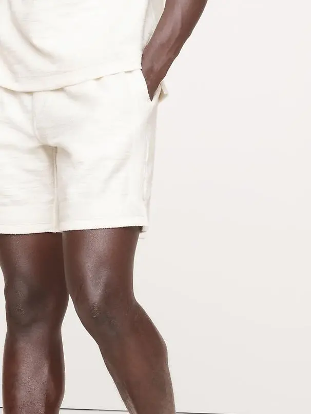 Men's Transition Cream White Cotton Slub Knit Shorts
