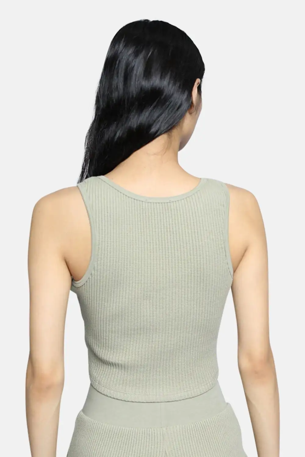 Henley Cotton Cropped Tank Top
