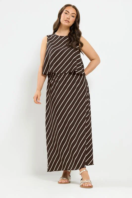 Chocolate Brown Stripe Vest Top detail 1