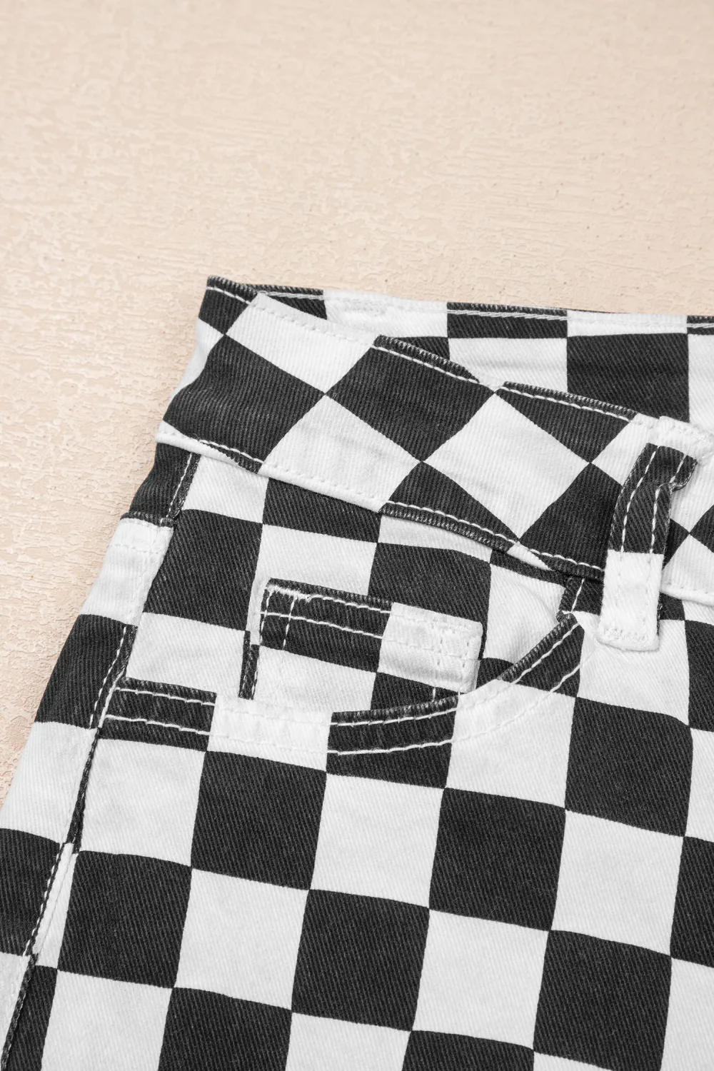 Black Checkerboard Cropped Jeans