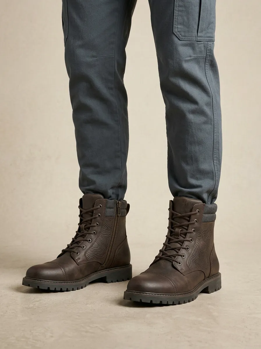 Topographic Printed Work Boots Trek