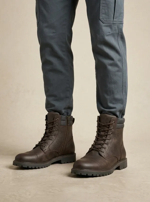 Topographic Printed Work Boots Trek
