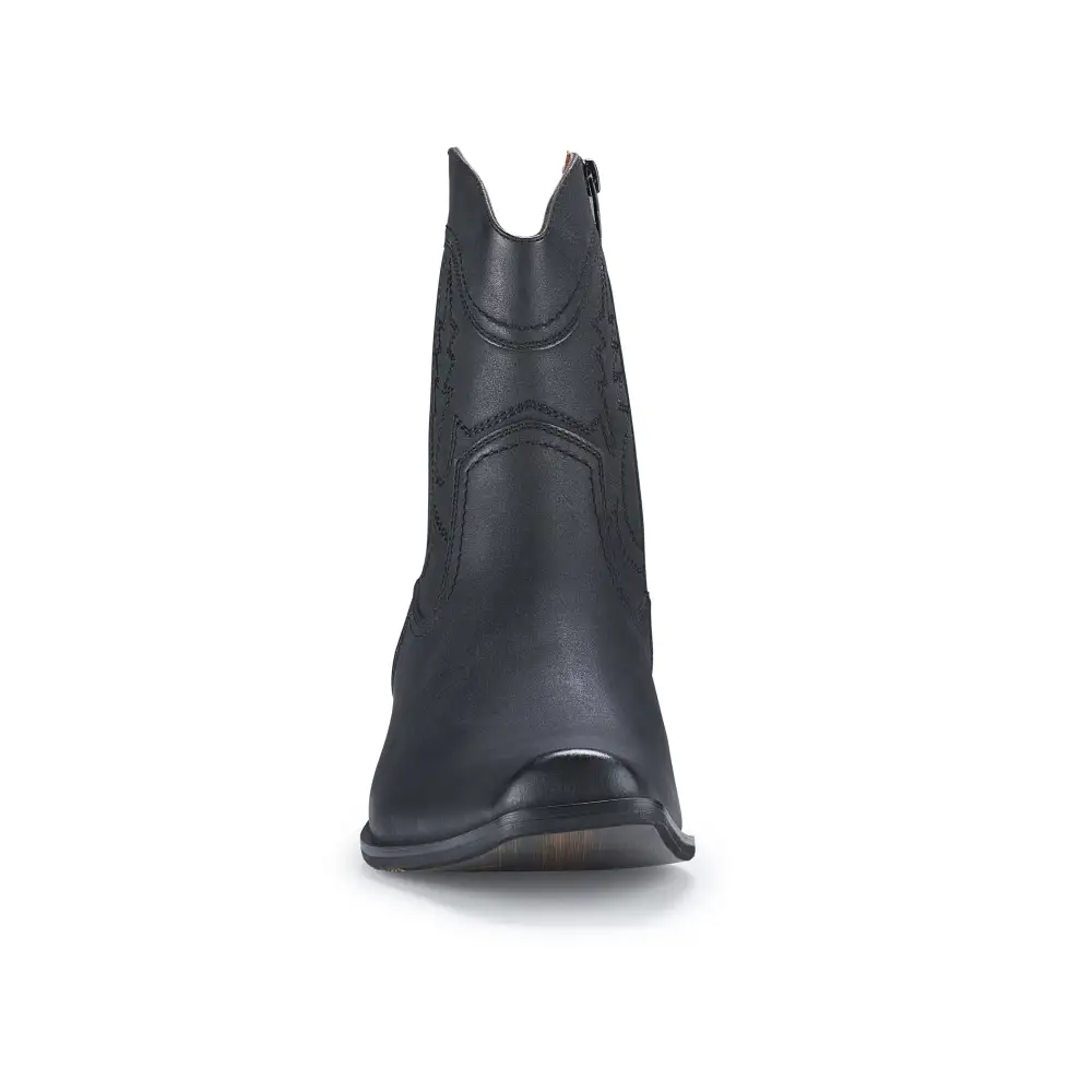 Faux-Leather Pointed-Toe Zip-Up Western Boots