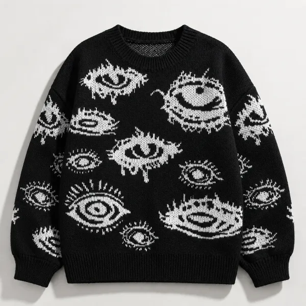 ’s Abstract Eye Knit Sweate