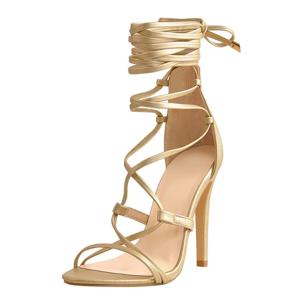 Lace Up High Heel Gladiator Stiletto Sandals