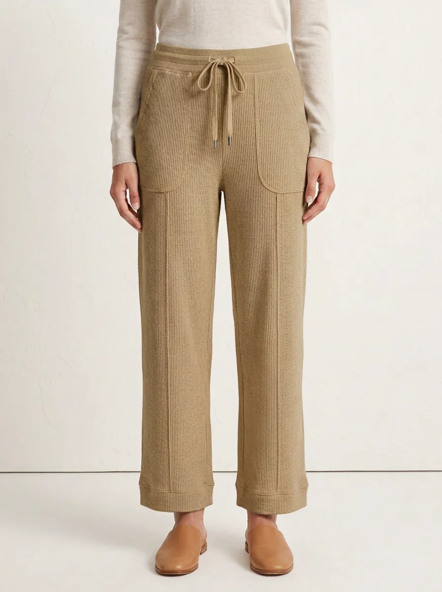 Women's Casual Waffle Knit Drawstring Lounge Pants