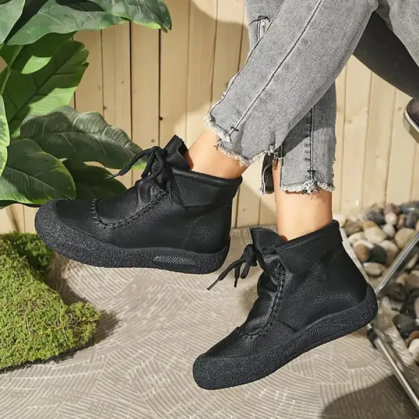 Classic Lace Up Platform Ankle Boots