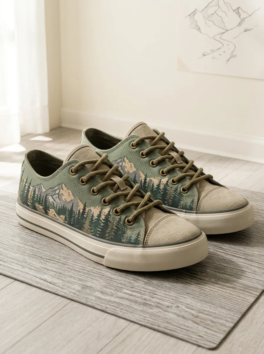 Men's Dynamic Nature Lover Mountain Forest Patterned Canvas Shoes