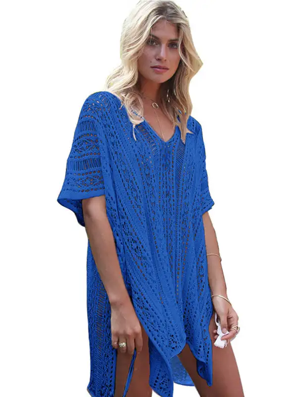 Knitted Hollow Blouse Coverup Swim Cover Up